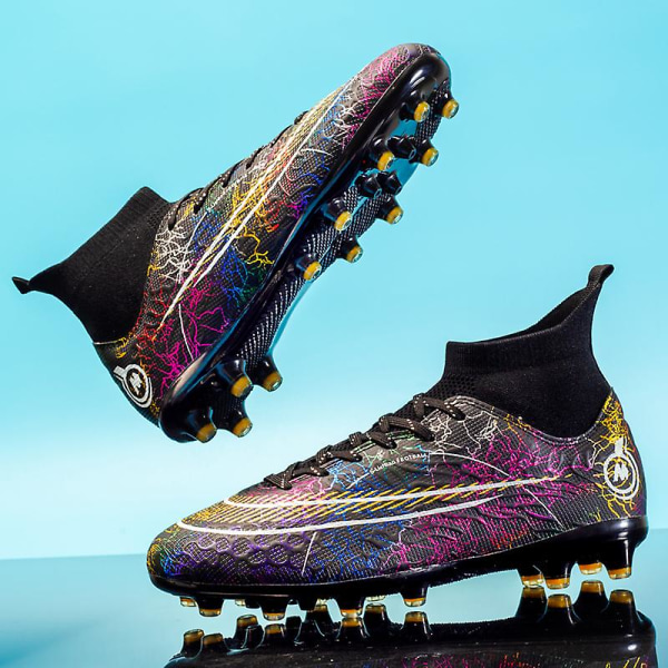 Fotbollsskor för män Halkfria fotbollsskor för herr Fotbollsskor Gräs Fotbollssneakers Yj068A Black 38