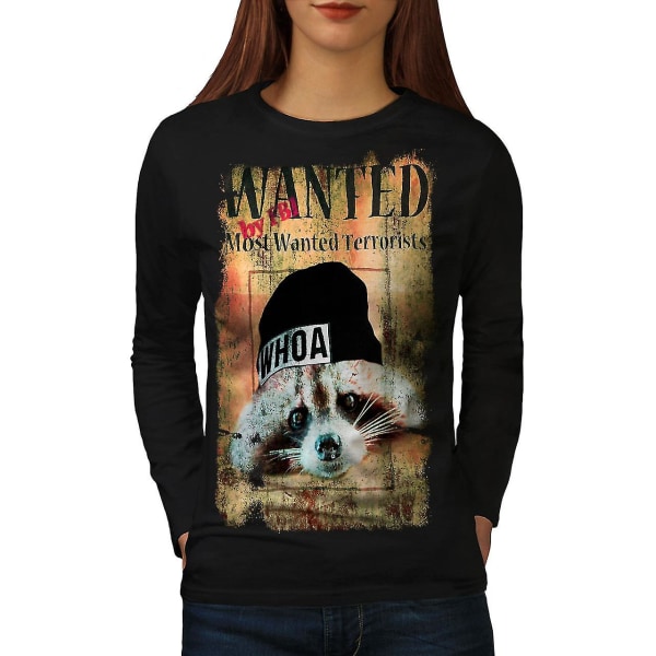 Wanted Beast Söt kvinnor svart långärmad T-shirt L