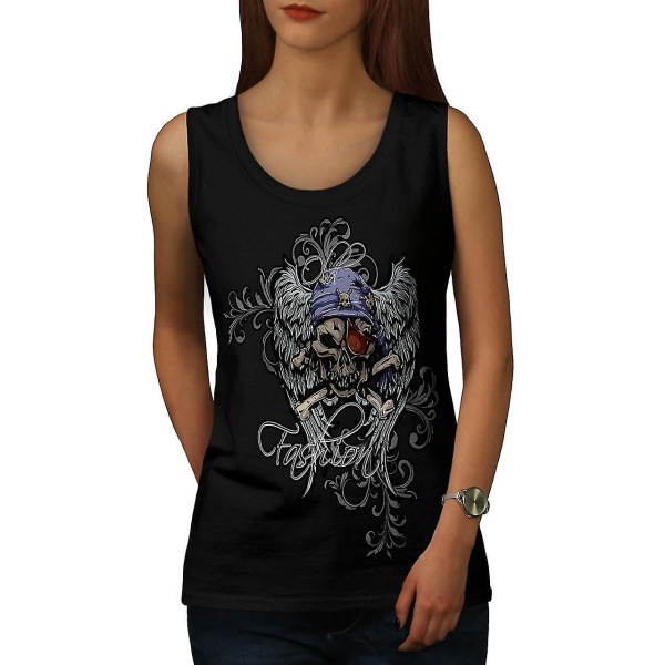 Mode Pirate Head Women Blacktank Top | Wellcoda S