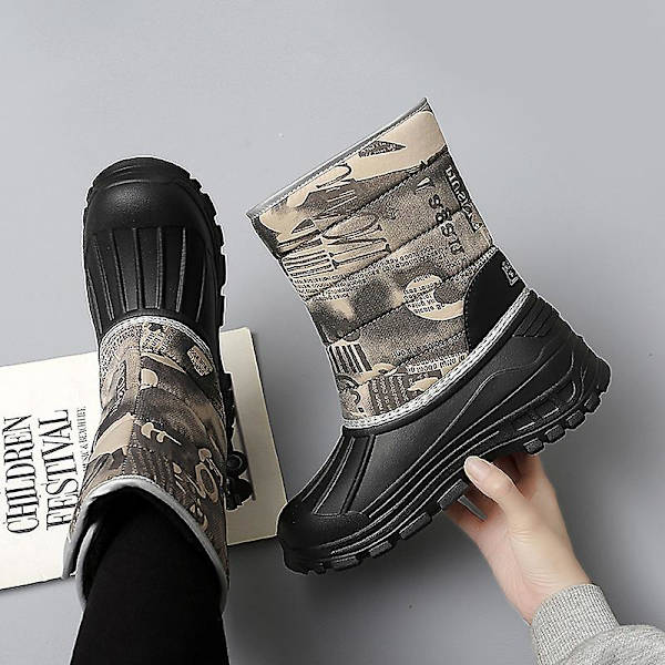 Herr Dam Vinterstövlar Snow Boot Plysch Varma Skor Vattentät Boot 2113S Brown 41
