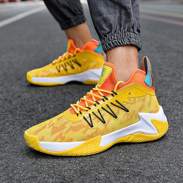 Basketskor för män Mode Halkfria sneakers Sportskor som andas 3Al098 Yellow 41