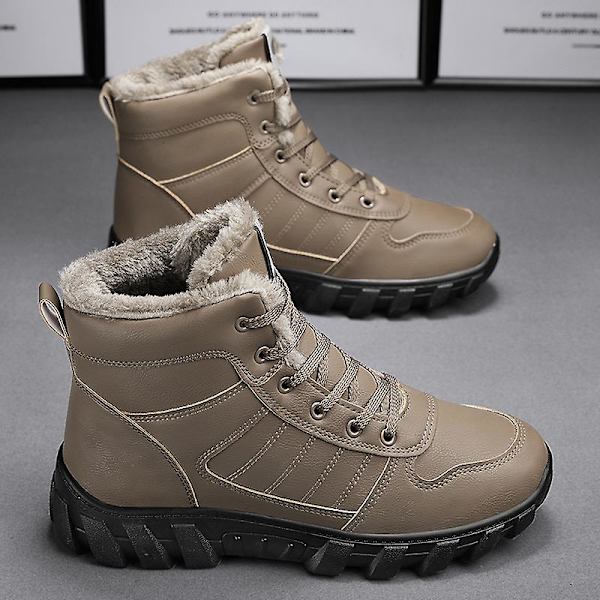 Snöstövlar för män varma ankelstövlar Halkskydd vinter utomhus casual 2Lm04 Brown 44