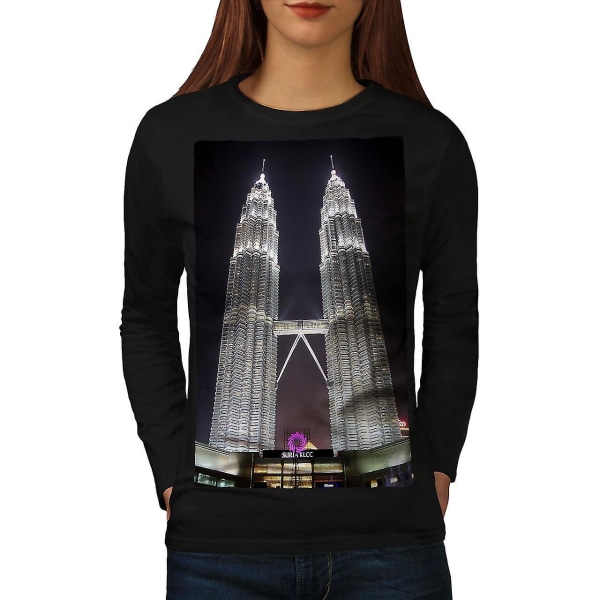 Malaysia Tower Fashion Women Blacklong Sleeve T-shirt S