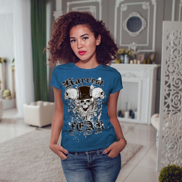 Harvest Fear Death Kvinnor Royal Bluet-shirt XL