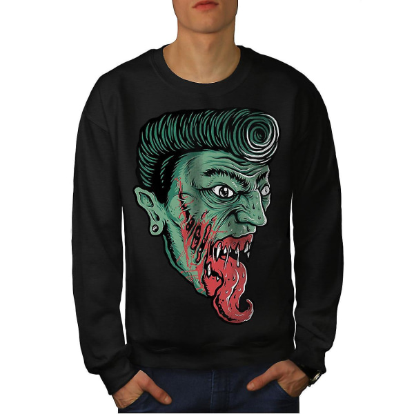 Evil Scary Face Zombie Men Blacksweatshirt XL