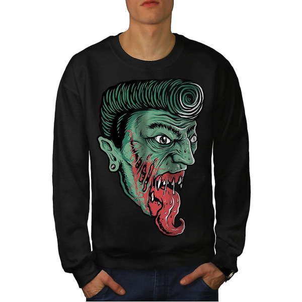 Evil Scary Face Zombie Men Blacksweatshirt XXL
