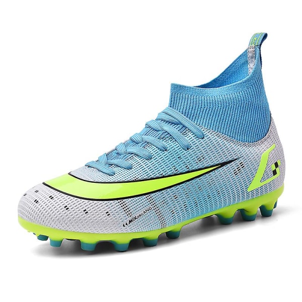 Fotbollsskor för män Höga fotbollsskor för vuxna Grästräning Sport Skor Sneakers 2J8066A Cyan 44