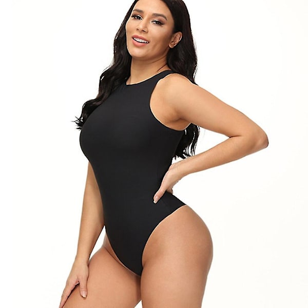 Damer ärmlösa Shapewear Bodysuit Rem Seamless String Bottom Shapewear Seamless Underwear Sexiga underkläder Osynlig Body Shaper,svart