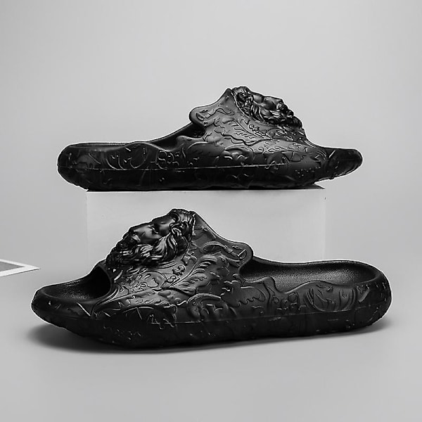 Strandtofflor för män Modesandaler Utomhus Halkfria inomhusskor 3Bs2180 Black 40-41