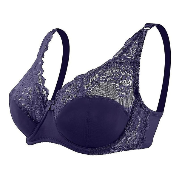 Dam BH Mode Sexig Spets BH Push Up Plus Size Bralette Tunn Cup Bygel BH Bygel Underkläder Underkläder Topp C D Cup,skeppblå 85C D