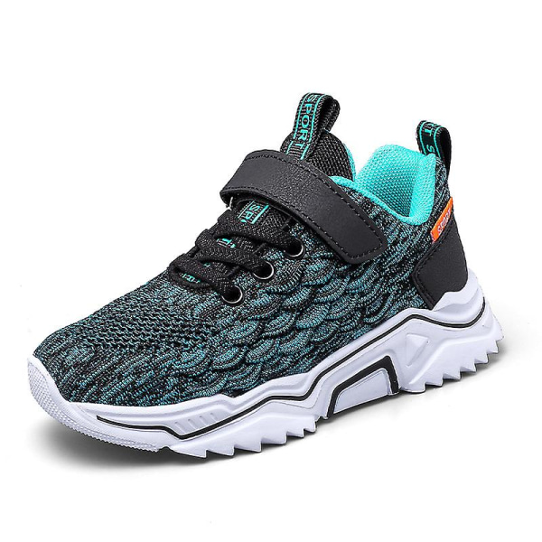 Sneakers för barn som andas löparskor Mode Sportskor 2C1059 BlackGreen 30