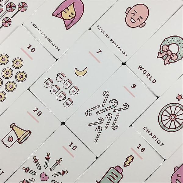 Kawaii Tarotkort Söta barnbrädspelskort Fullständiga engelska Pdf Familjefest Bordsspel78st Tt75