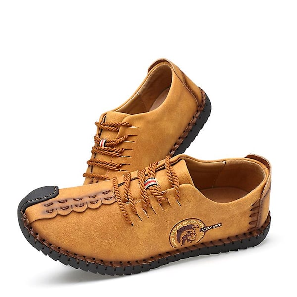 Casual för män Utomhusskor i läder 0L601 Yellow 44