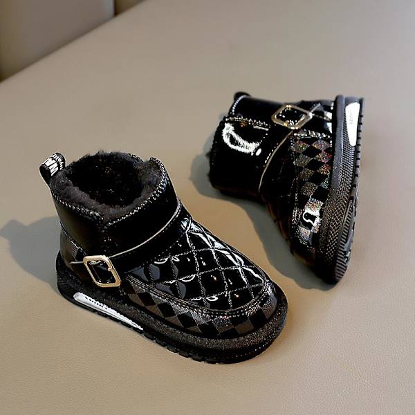 Barn Vinter Snö Boots Varma Ankel Boots Anti-Slip Pojkar Flickor Vinterskor 2Ja8 Black 29