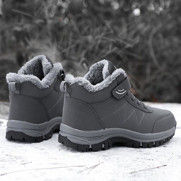 Snöskor för damer för män Vattentät Slip On Päls Fodrade Sneakers Vinter Varma Skor 2K2916 Gray 36