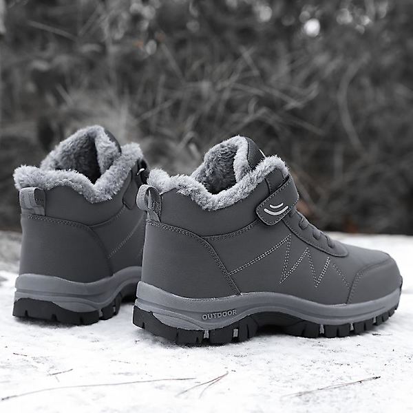 Snöskor för damer för män Vattentät Slip On Päls Fodrade Sneakers Vinter Varma Skor 2K2916 Gray 41