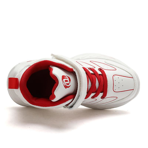 Pojkar Flickor Basketskor Barn Sneakers Andas Sportskor 5088 WhiteRed 32