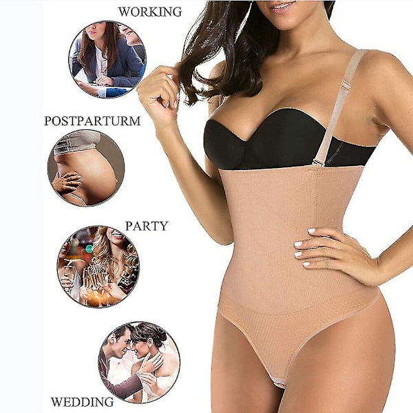 Hög midja Body Shapewear Body Suit Strings Waist trainer Slimming Slida Kvinna Platt mage Reduktiv gördel Formande Underkläder, svart 3XL 4XL