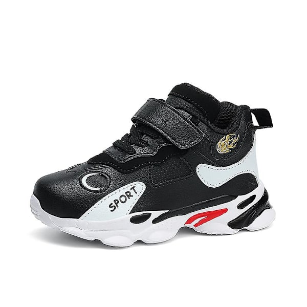 Barn Basketskor Mode Pojkar Flickor Sneakers Andas Sportskor X201 BlackRed 34