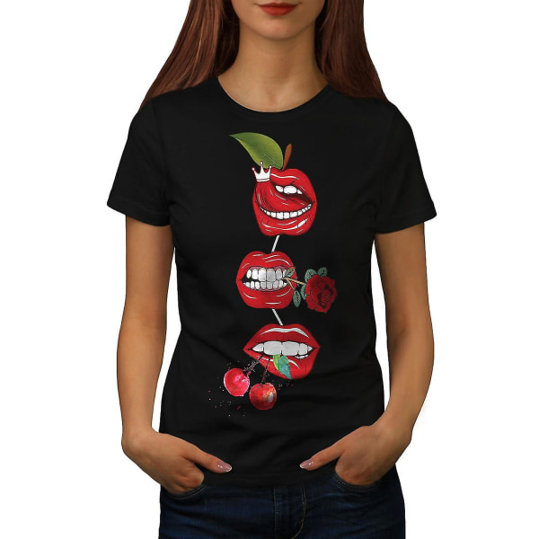 Lip Cherry Cool Women Blackt-shirt S
