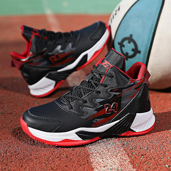 Basketskor för barn Mode Halkfria sneakers Sportskor som andas Yj008 BlackRed 40