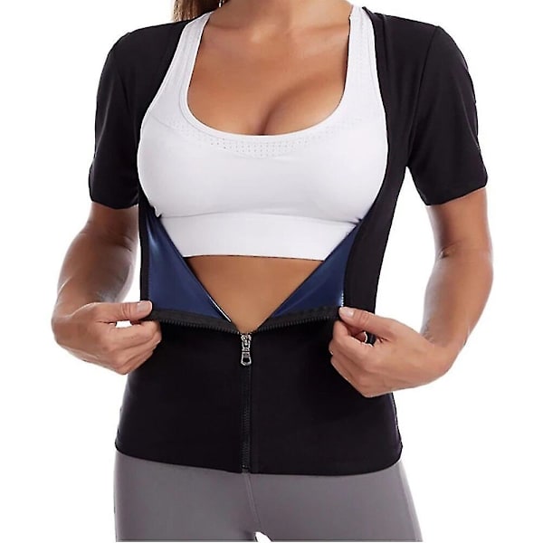 Dam Bastu Shaper Väst Thermo Sweat Shapewear Linne Bantningsväst Waist trainer Korsett Gym Fitness Hot Workout Dragkedja Skjorta,silver 4XL 5XL