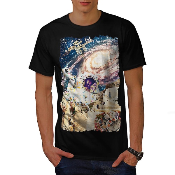 Galaxy Earth Cosmos Men Blackt-shirt | Wellcoda M