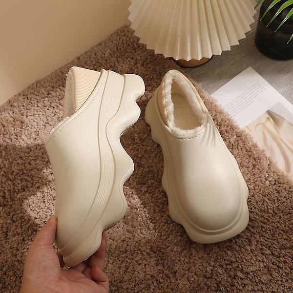 Dambomullstolfflor Modesandaler Utomhus Halkfria inomhusskor Yj2024 Beige 36-37