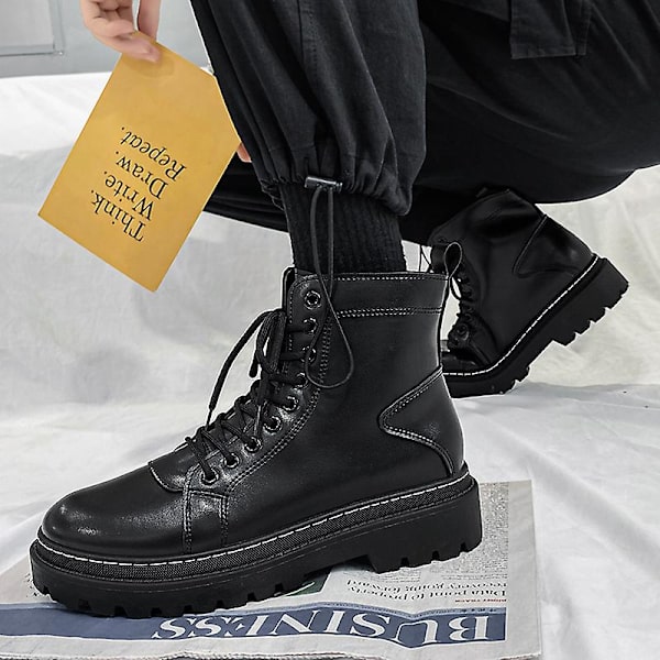 Herr Martin Boot Kvinnor Korta Kängor Med Snörning Chunky Låg Klack Mid-Calf Boots 2Kaf07 44