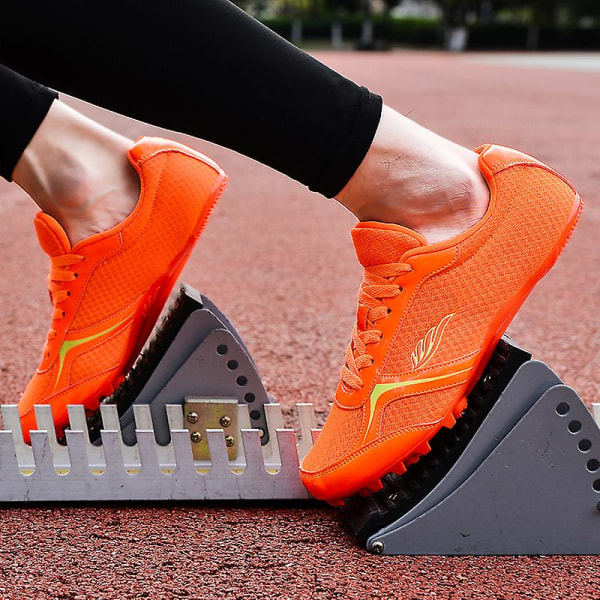 Friidrottsskor för män Spikes Track Race Hoppande Sneakers Professionell löpning Nail Spikes Skor 3C717 Orange 37