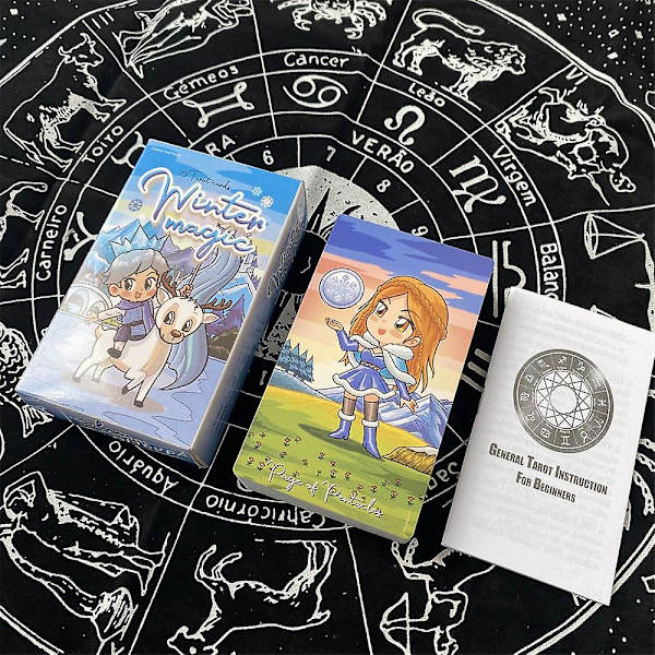 Magic vintertecknad tarotspådomskort