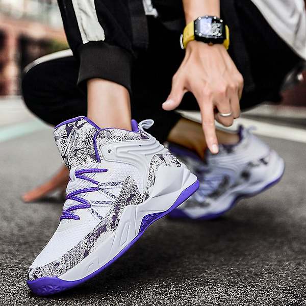 Basketskor för män Aldult Bekväma Sneakers Utomhussportskor 3B693 Purple 41