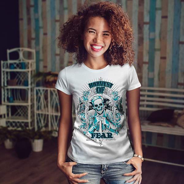 Harvest Fear Flower Whitet-shirt för kvinnor S