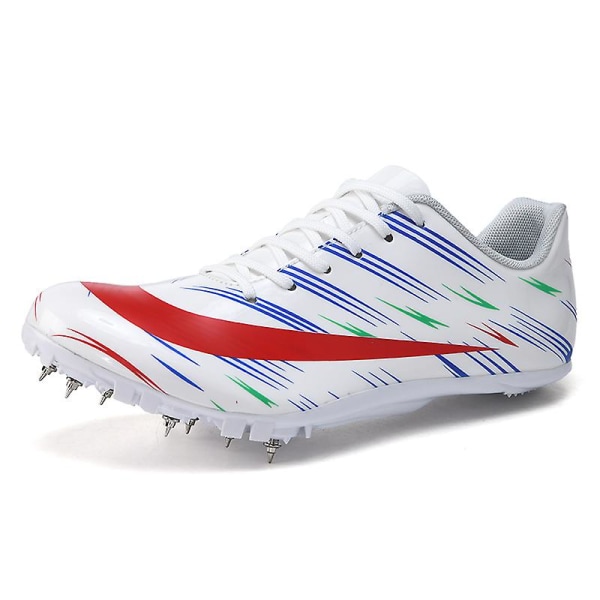 Friidrottsskor för män Spikes Track Race Hoppande Sneakers Professionell löpning Nail Spikes Skor 3B2218 White 45