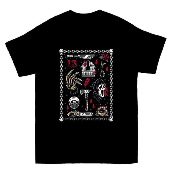 Skräckfilm Flash Traditionell Tattoo Goth T-shirt L