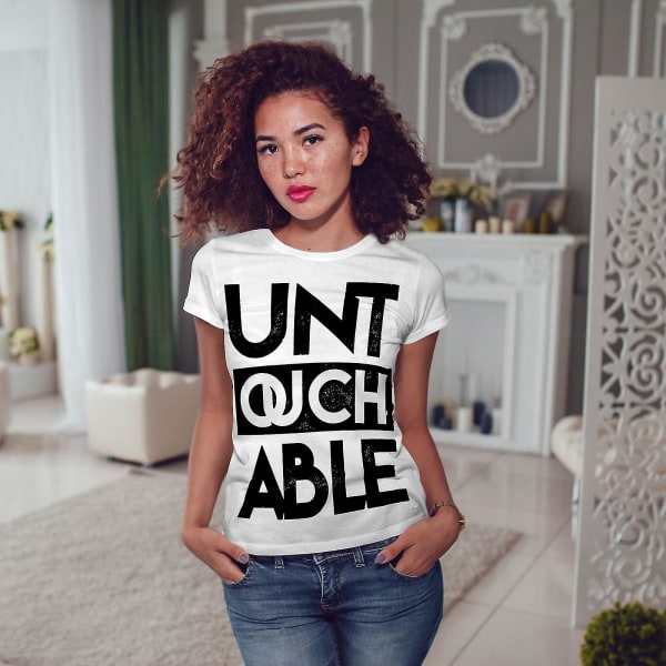Untouchable Text Slogan Whitet-shirt för kvinnor XL