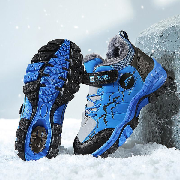 Barn vandringsskor Andas sneakers Halkfria Pojkar Flickor Vinterskor Y113 Blue 31