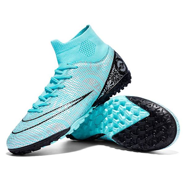 Fotbollsskor för män Spikes Fotbollsskor för ungdomar Stövlar Athletic Sneaker 3C1101-1 Cyan 39