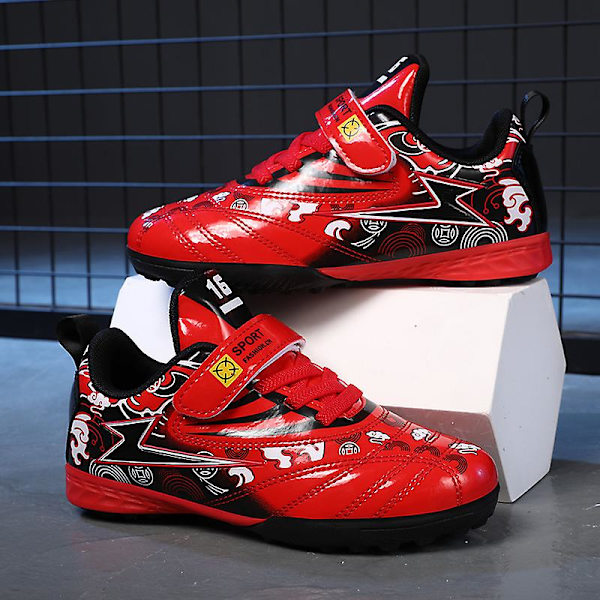 Fotbollsskor för barn Pojkar Flickor Fotbollsskor Grästräning Sport Skor Sneakers Yj723 Red 31