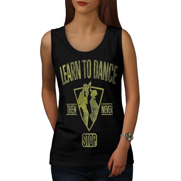 Lär dig Dansa Slogan Kvinnor Blacktank Top M