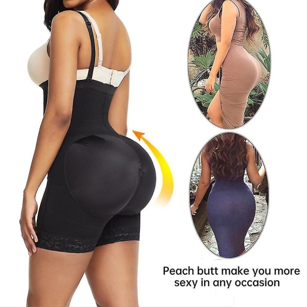 Lequeen Colombiana Mujer Magkontroll Gördel Kompression Kroppsformare med dragkedja Post Fettsugning Bantning Shapewear Skims, svart L