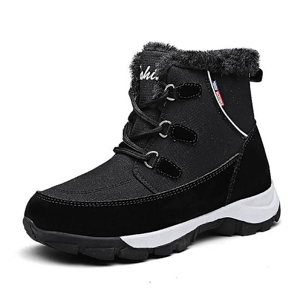 Dam Vinterstövlar Snow Boot Plysch Varma Skor Vattentät Boot 1622 Black 41