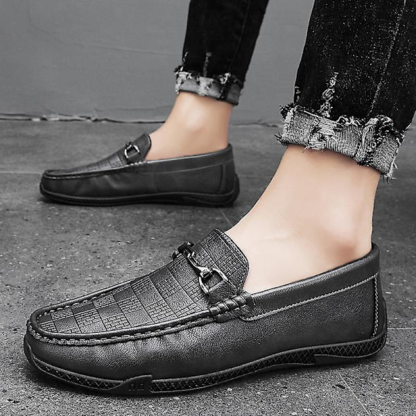 Casual för män Halkfria Mode Peas Skor Business Shoes 5612 Gray 44
