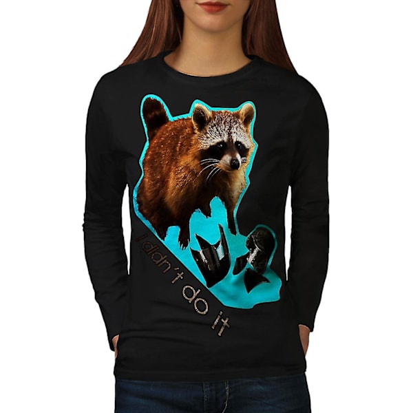Racoon Beast Söt kvinnor svart långärmad T-shirt M