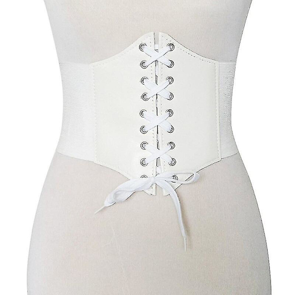 Mode Korsett Breda Bälten Imiterat Läder Bantning Kroppsformande Gördel Bälte För Kvinnor Elastiskt Tight Hög Midja För Dagligt Användning, Vit 01 65CM Waist 65 to 78cm