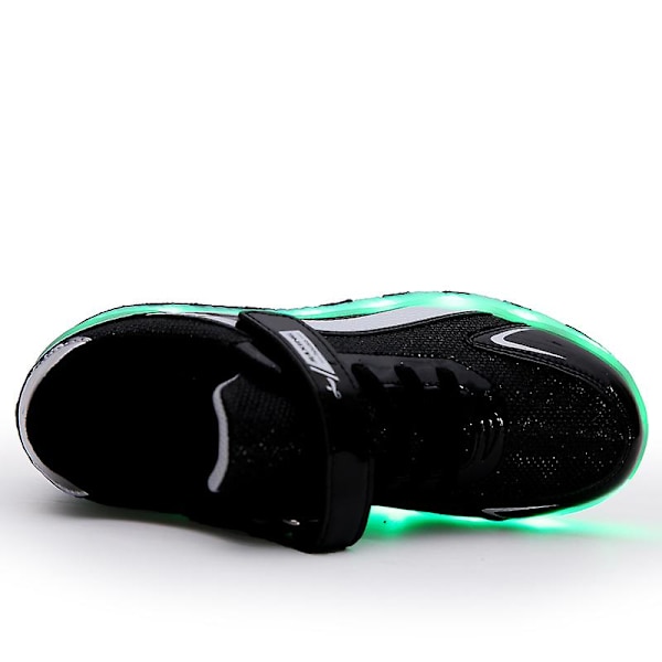 Barnsneakers Dubbelhjulsskor Pojkar Flickor Led Light Skor Fr916 Black 34