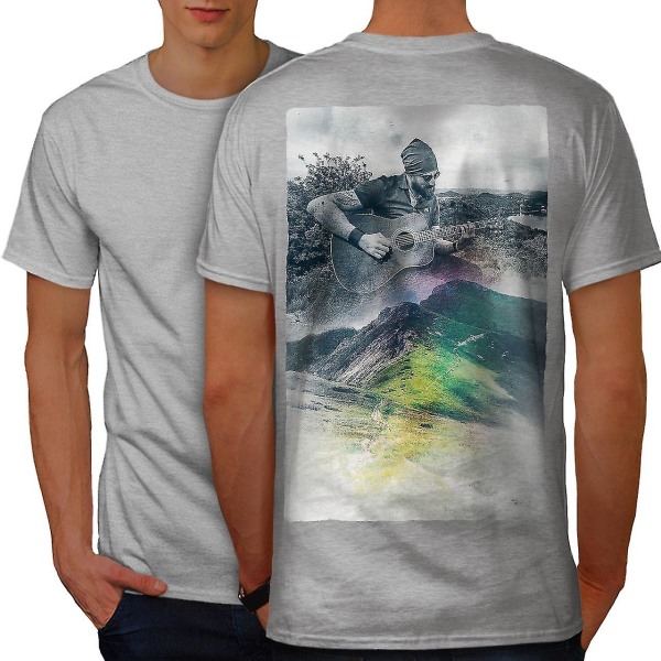 Gitarr musiker konst män T-shirt tillbaka M