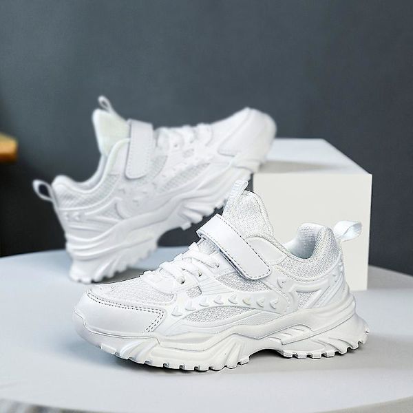 Sneakers för barn för flickor, löpning tennisskor, lätt andningsbar sport atletisk 3Bx022 White 38