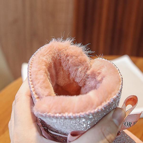 Flickor Vinter snökängor Skor Anti-halk Casual Lätt bomullsskor Xx2233 Pink 34