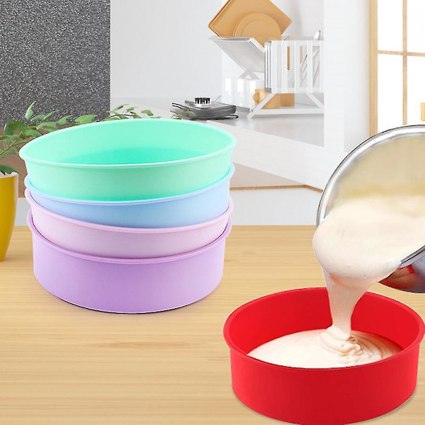 Rund form silikon 8 tums kakform, rund form set om 2, non-stick bakform, Reusa